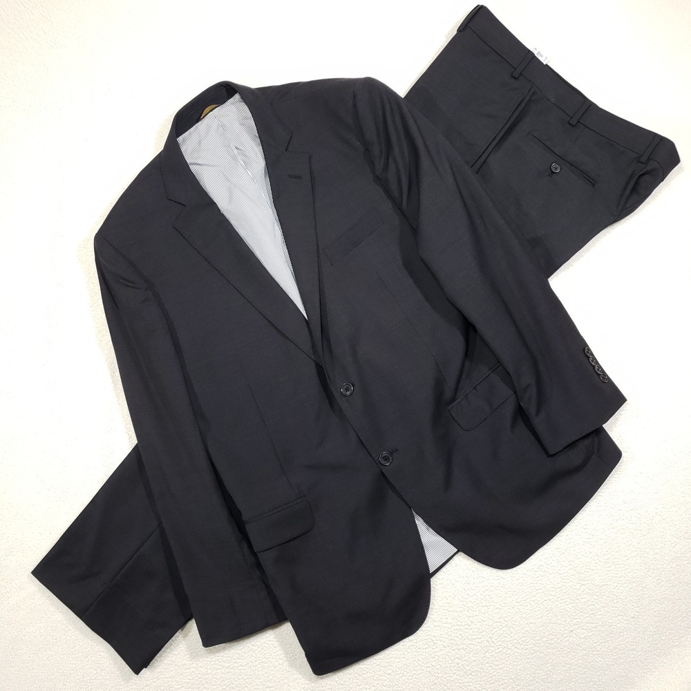 Brooks Brothers 2-Piece Suit Mens 45R 40W Gray Madison Fit Explorer Wool Blend